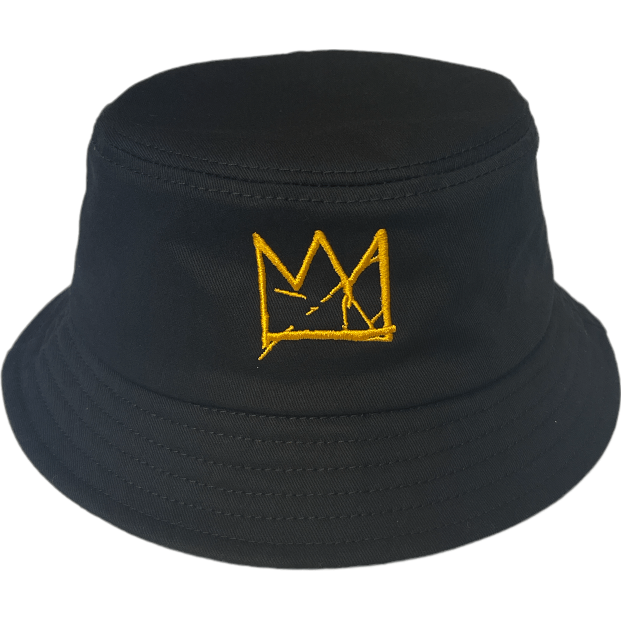 Basquiat “Crown” Embroidered Bucket Hat, Black