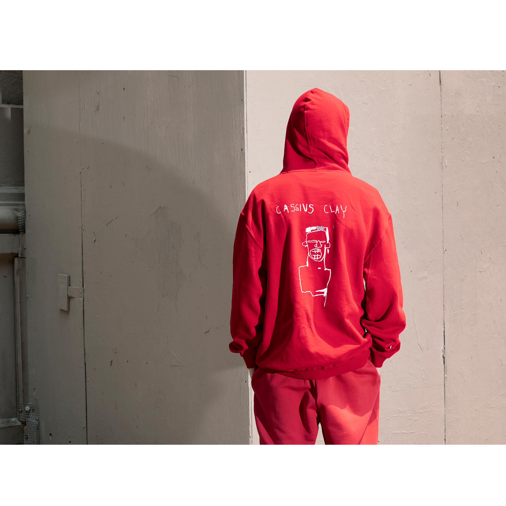 Jean-Michel Basquiat “Cassius Clay” Unisex Hoodie, in Pompeian Red