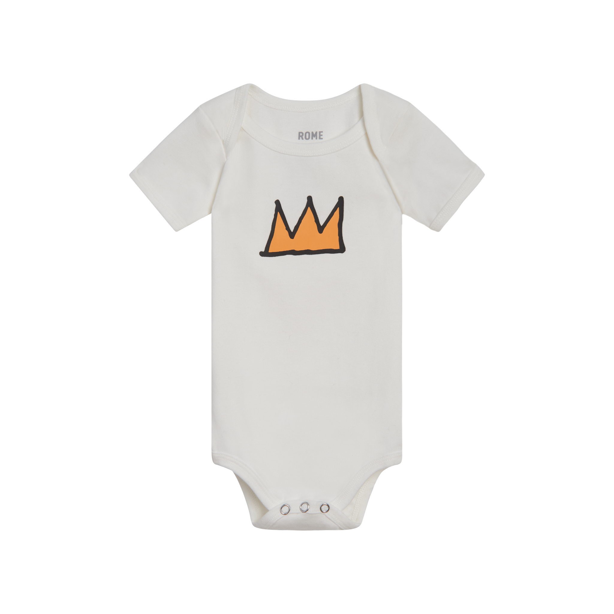 Basquiat Crown Onesie, Ivory