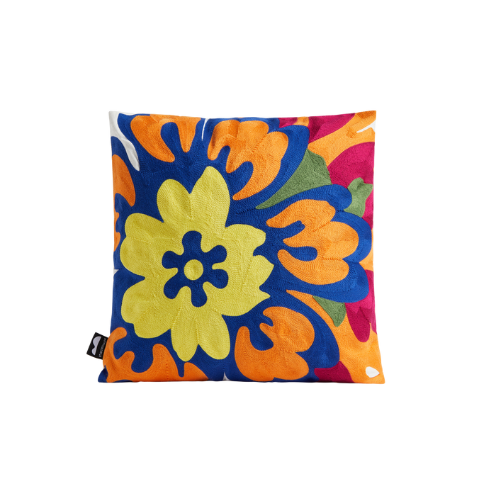 Mickalene Thomas Flower Embroidered Throw Pillow on Ivory